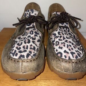 Twisted Boots Leopard Loafers Lace-up 5 Mens
